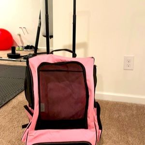 Pink gorgeous dog or cat travel bag with wheels